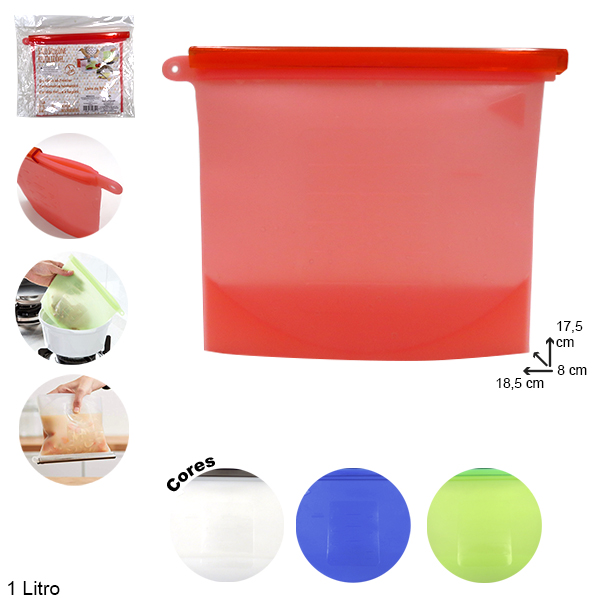 SACO SILICONE REUTILIZAVEL 1000ML 23X17,5CM BM361315 COZINHA & UD