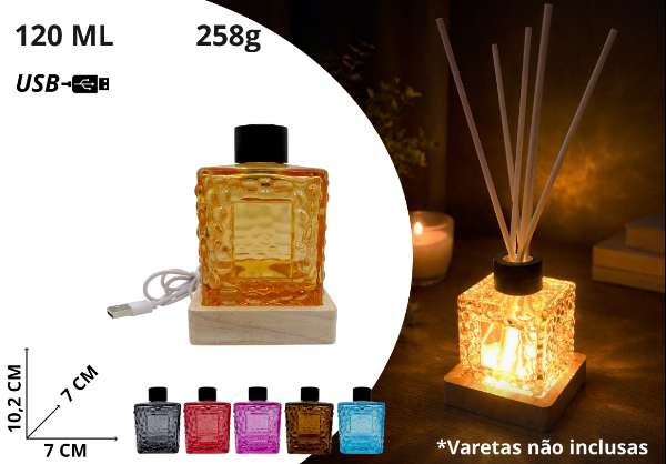 DIFUSOR COM BASE LUMINOSO COLORIDO.120ML BM363039 DIFUSOR